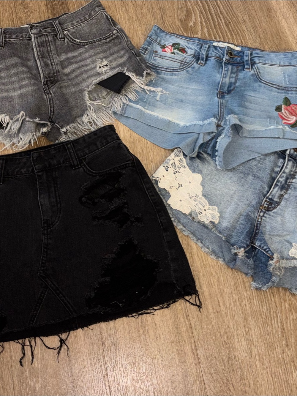 Hollister We The Free Denim Shorts Bundle Sz 1-3 Distressed Y2K Boho Lot A56